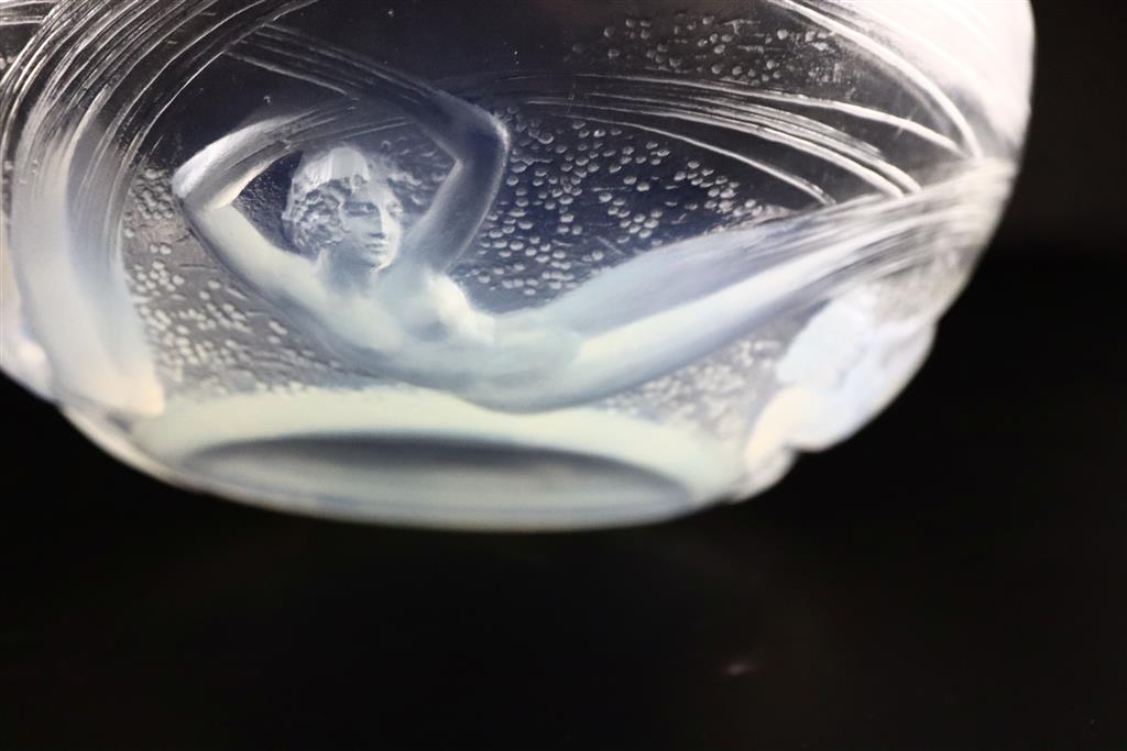 René Lalique. A pre-war opalescent glass Ondines pattern bowl, no.380, designed in 1921, 21cm diameter
